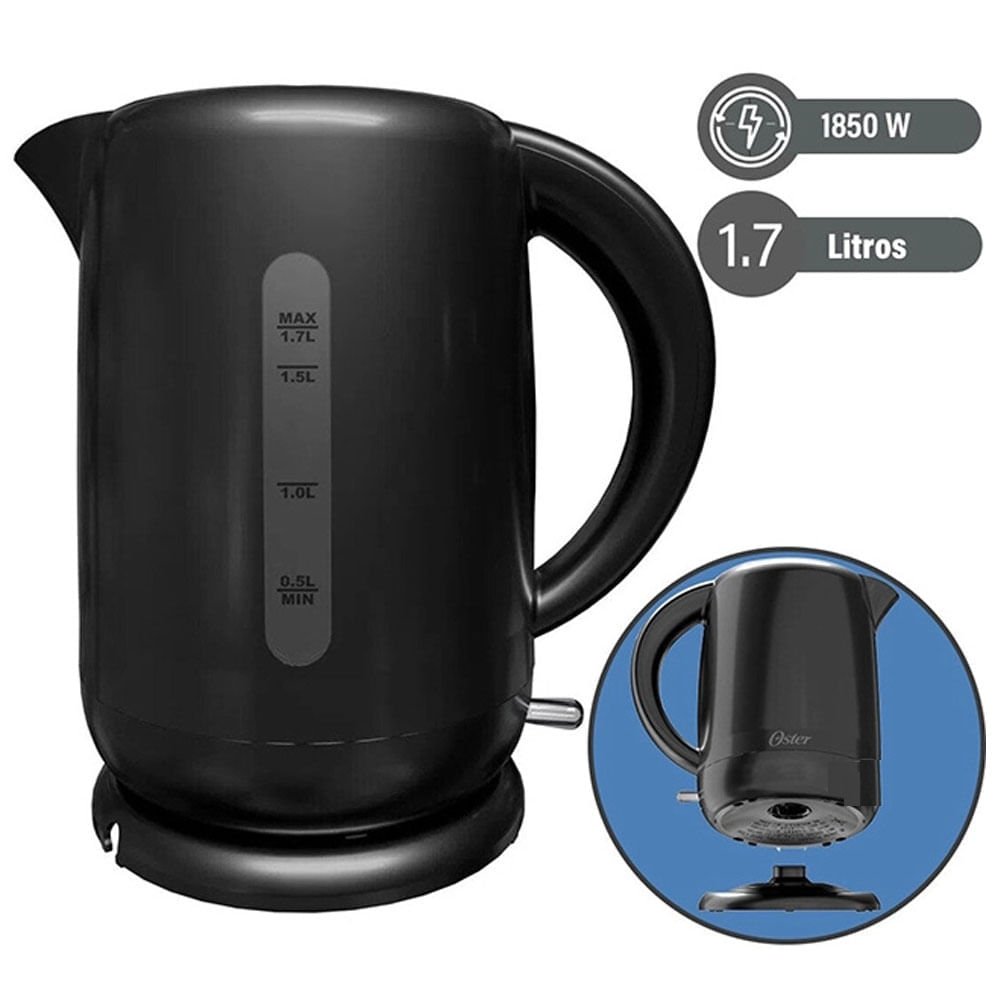 Imagen 2 del producto Hervidor eléctrico Oster, BVSTKT3101, 1.7 litros, 1850W, apagado automático, negro