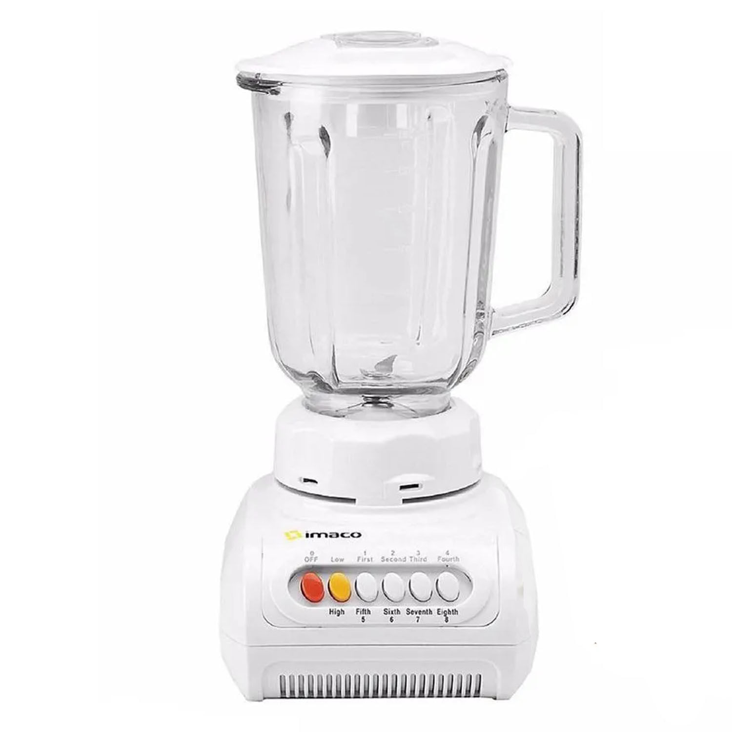 Licuadora Imaco, BL888V, 1.5 litros, 350W, 8 velocidades, vaso de vidrio, blanco
