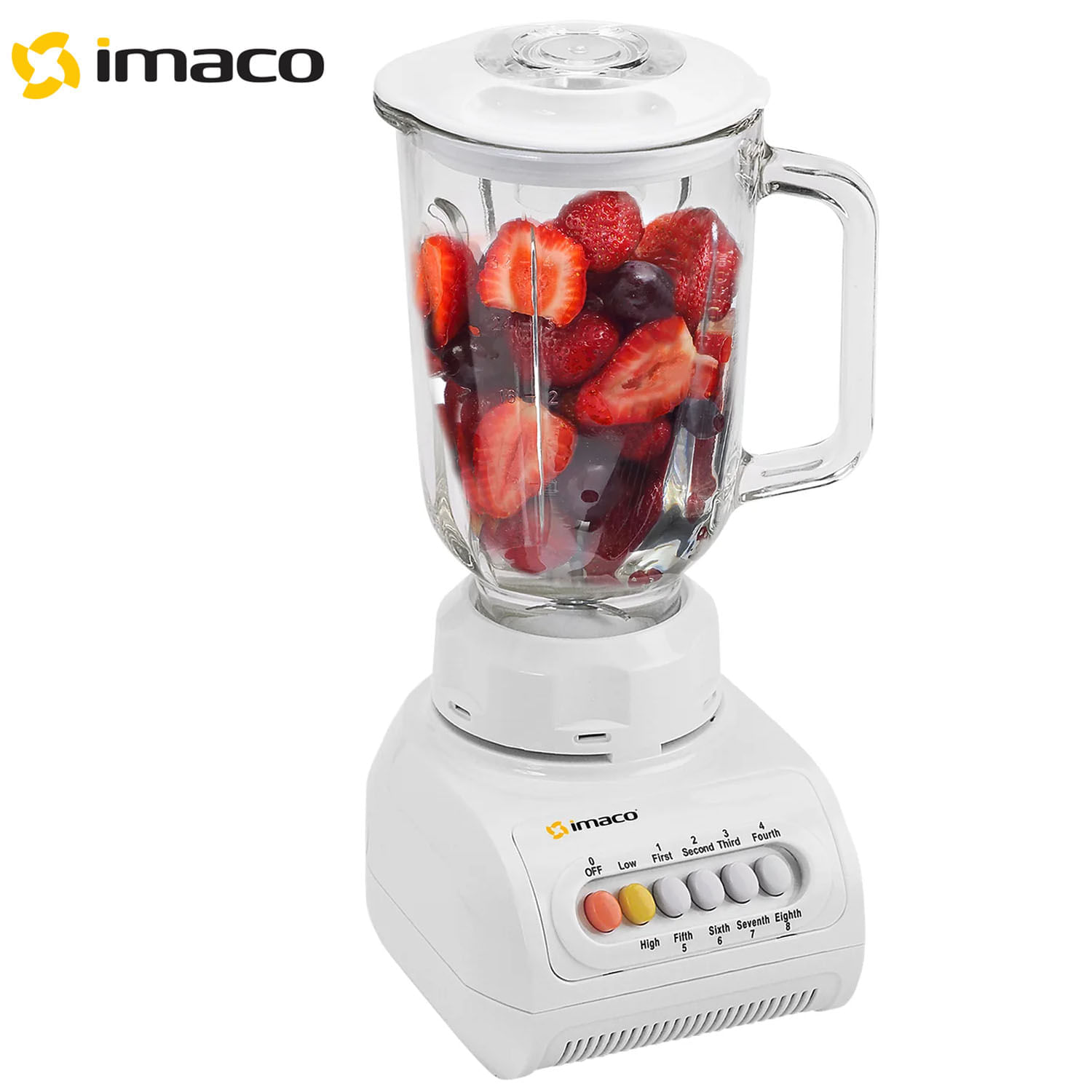 Imagen 2 del producto Licuadora Imaco, BL888V, 1.5 litros, 350W, 8 velocidades, vaso de vidrio, blanco