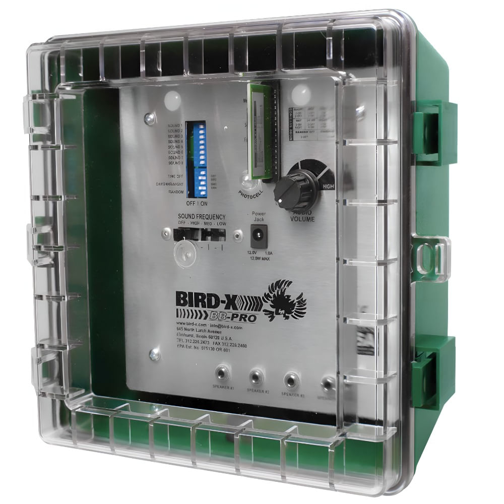 Imagen 2 del producto Ahuyentador de aves BirdX BB Pro ultrasónico, sistema de sonidos sónicos, verde