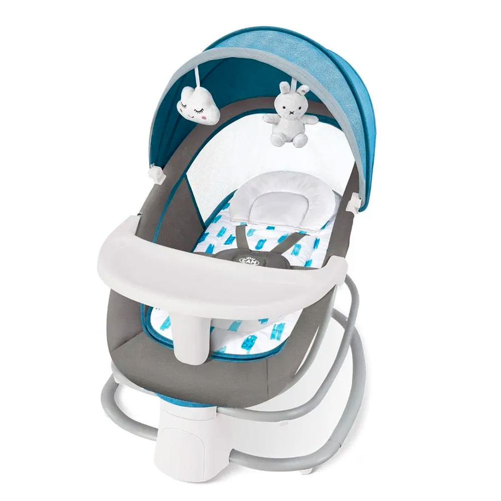 Mecedora Babycam para bebé recién nacido Deluxe, eléctrica, 4 en 1, control app, azul