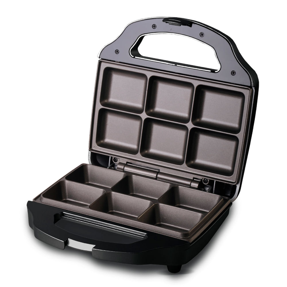 Máquina para hacer brownies Blanik, BBM029, recubrimiento antiadherente, 6 brownies en 15 minutos, 700W, negro