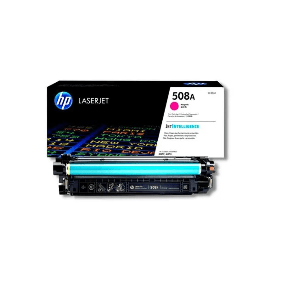 Imagen 1 del producto Tóner HP 508A, compatible con Pro M577dn, M552dn, M553dn, rendimiento 5000 páginas, magenta CF363A
