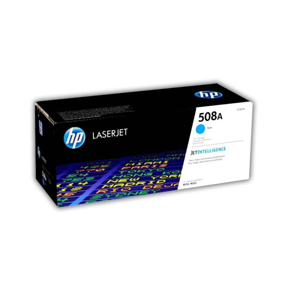Tóner HP 508A Cian CF361A, rendimiento de 5,000 páginas, compatible con HP LaserJet Pro