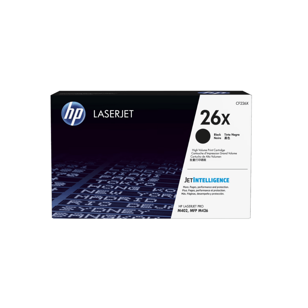 Imagen 1 del producto Tóner HP 26X, CF226X, original, rendimiento de 9.000 páginas, impresoras HP LaserJet Pro, negro