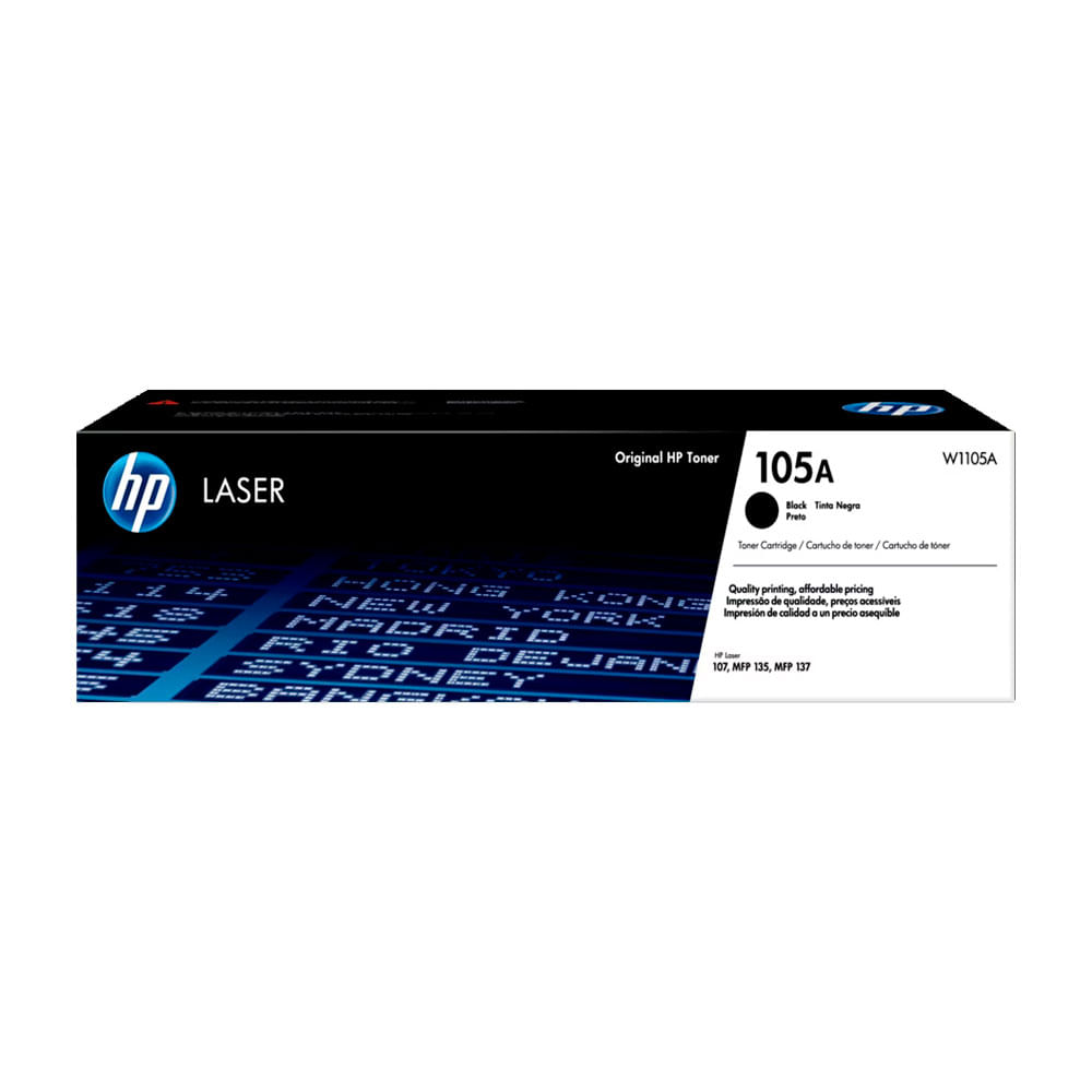 Tóner HP 105A, compatible LaserJet 107, 135, 137, rendimiento de 1,000 páginas, negro W1105A