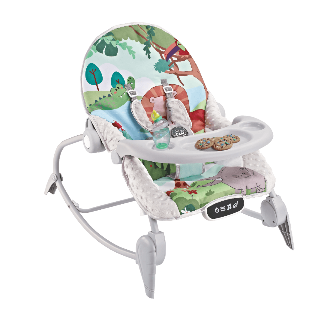 Mecedora Babycam para bebé recién nacido, musical, con bandeja, panel touch