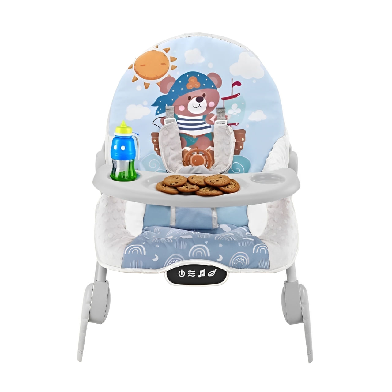 Mecedora Babycam para bebé recién nacido, musical, vibraciones relajantes panel touch, azul