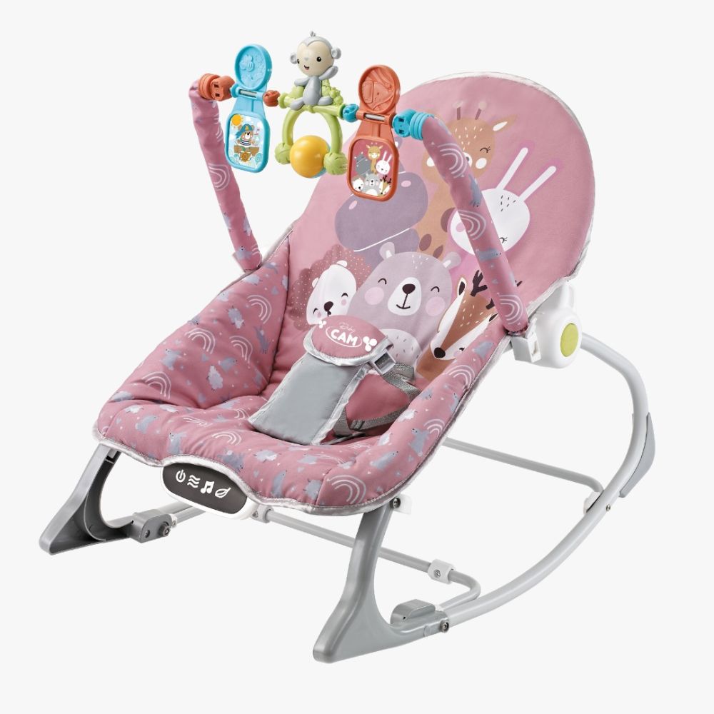 Imagen 2 del producto Mecedora Babycam para bebé recién nacido, musical, 5 en 1, con bandeja, panel touch, rosado