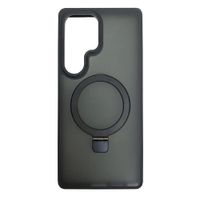 Case para Samsung Galaxy S25 Ultra magnético con soporte, amortiguador de choques, protección de cámaras, negro