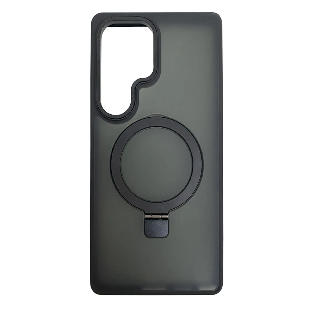 Case para Samsung Galaxy S25 Ultra magnético con soporte, amortiguador de choques, protección de cámaras, negro