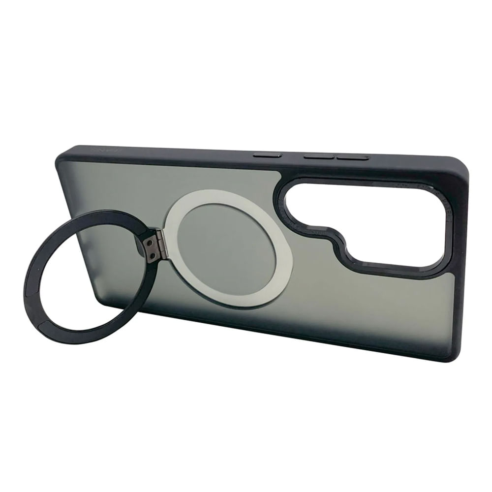 Imagen 2 del producto Case para Samsung Galaxy S25 Ultra magnético con soporte, amortiguador de choques, protección de cámaras, negro