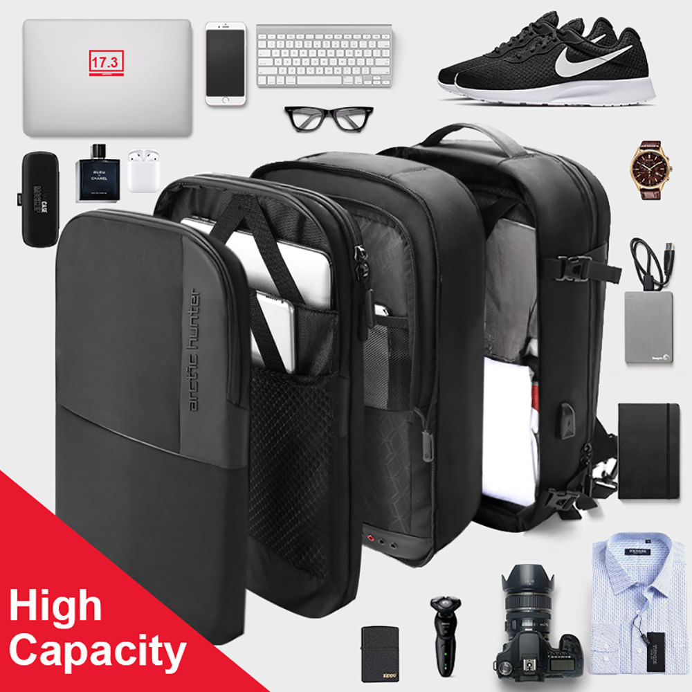 Imagen 2 del producto Mochila Arctic Hunter B00382, para viaje, portalaptop, capacidad 33 litros, negro