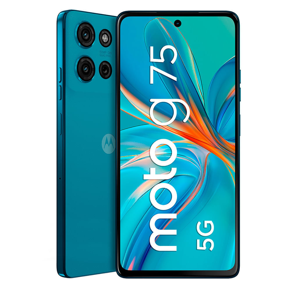 Celular Motorola Moto G75 5G 256GB, 8GB RAM, cámara principal 50MP + 8MP, frontal 16MP, 6.8", azul