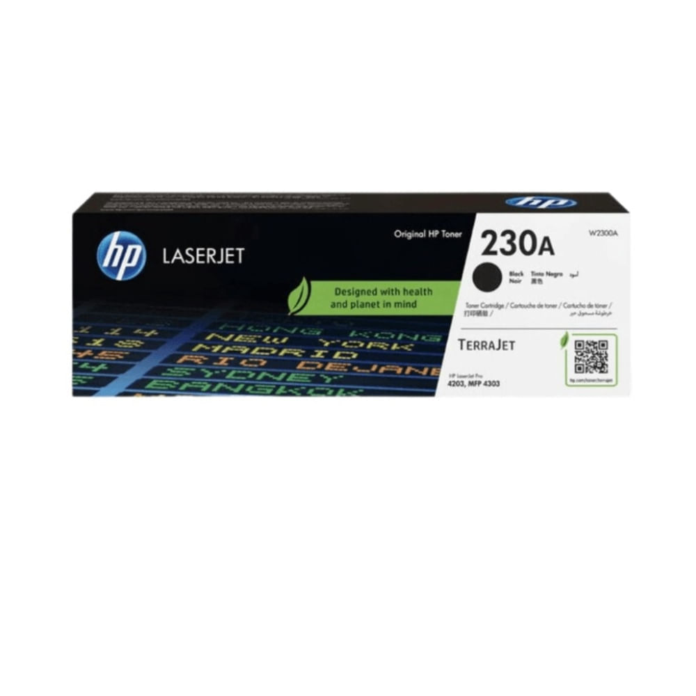 Tóner HP 230A, compatible con 4203, Mfp 4303, rendimiento 2,000 páginas, negro W2300A