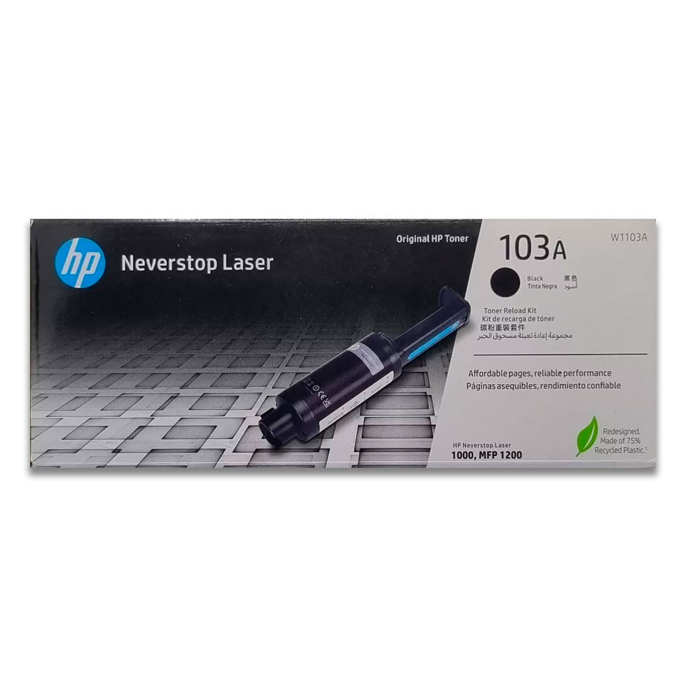 Tóner Hp 103A, compatible con Laser 1000, 1200, rendimiento 2,500 páginas, negro  W1103A
