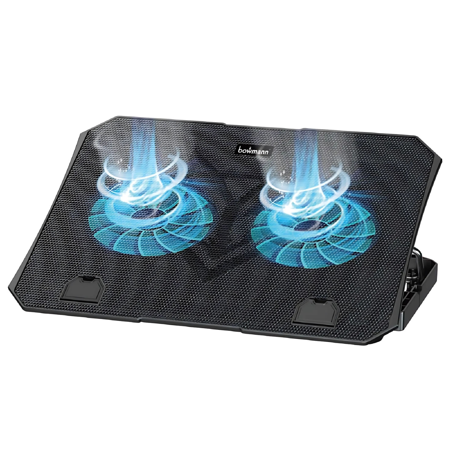Cooler para laptop Bowmann BWC2V máx. 15.6", 2 ventiladores, altura regulable, LED, USB, negro