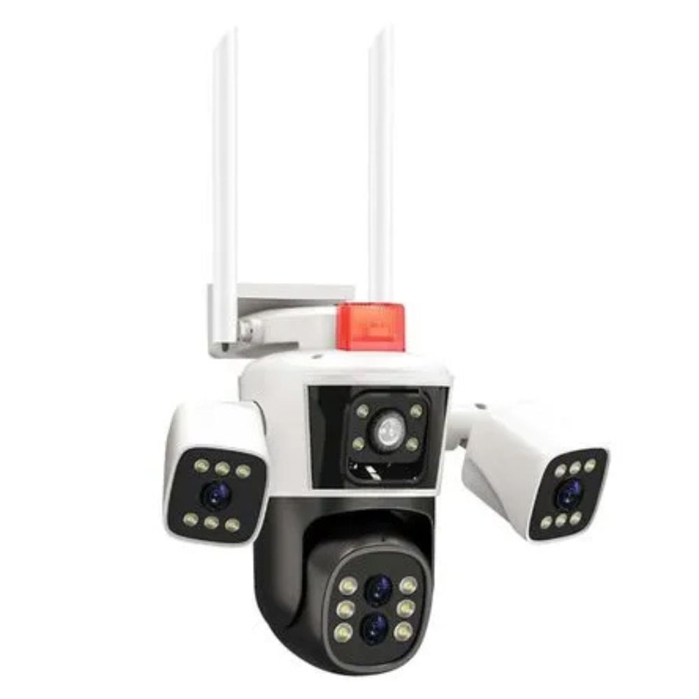 Cámara de seguridad Wi-Fi exterior, triple lente regulable, Full HD 1080p, IP66 impermeable
