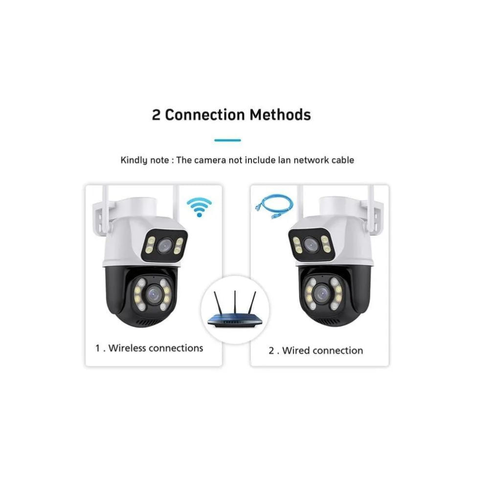Imagen 2 del producto Cámara de seguridad Lantun 4K, exterior, Wi-Fi, doble lente 360° PTZ, comunicación bidireccional