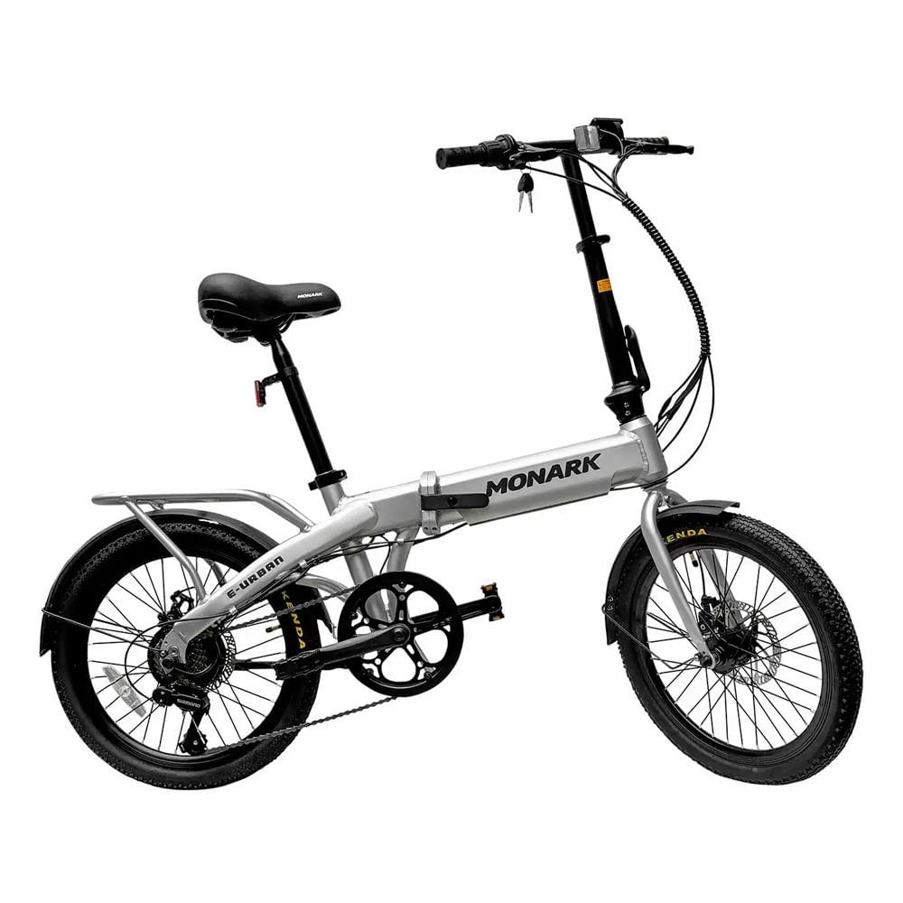 Bicicleta eléctrica Monark E-Urban aro 20", autonomía hasta 60 km, 350W, plata
