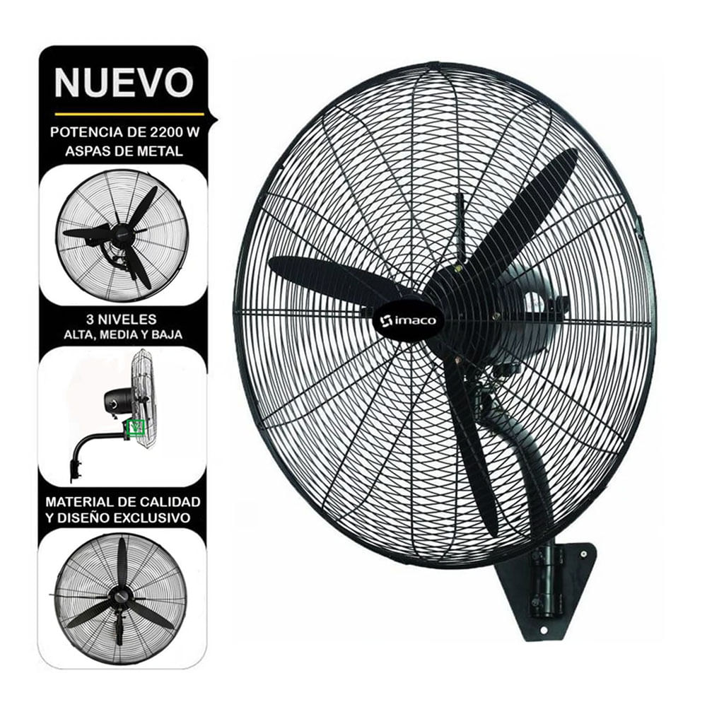 Ventilador de pared Imaco WF2630, 26", semi industrial, 220W, 3 velocidades, aspas de metal
