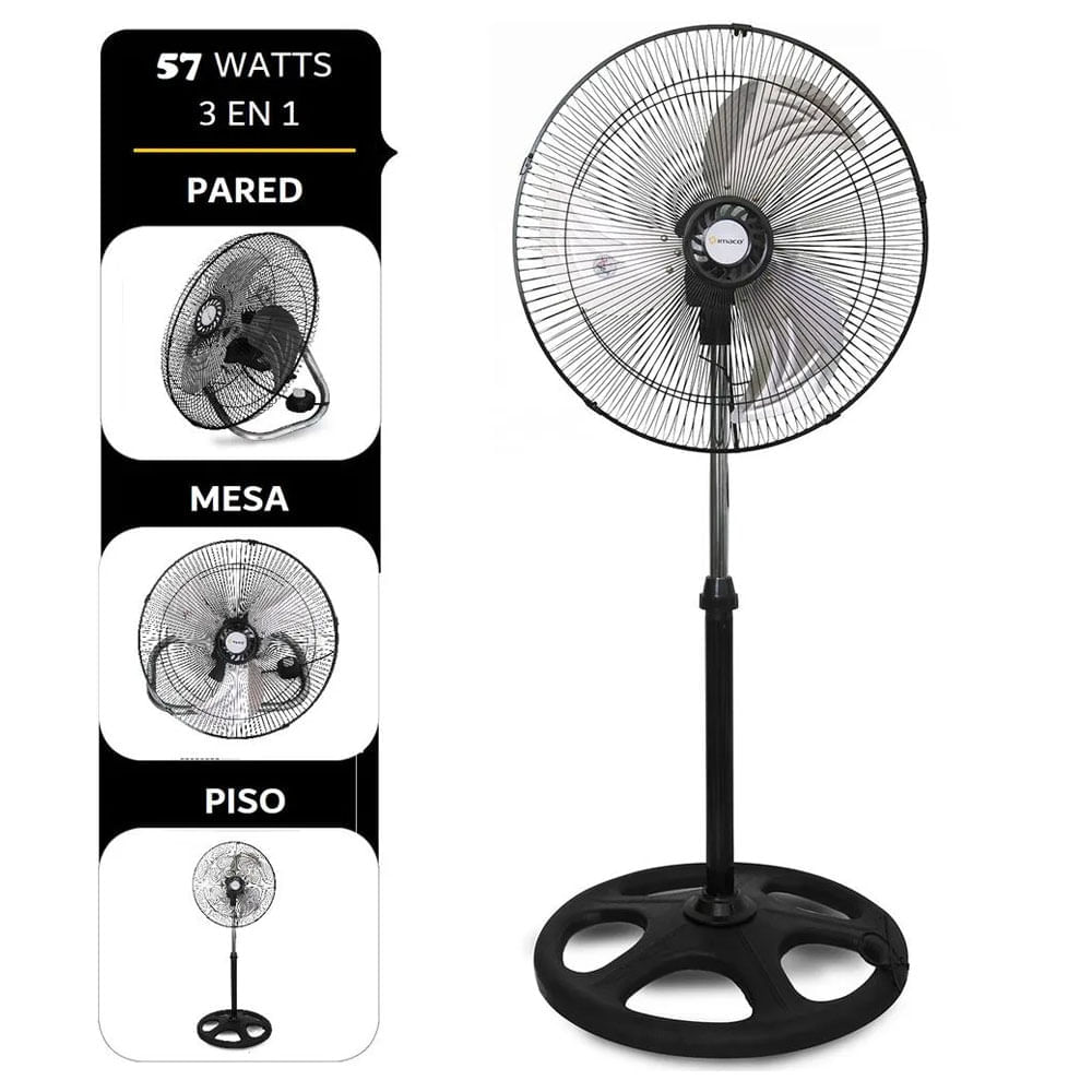 Imagen 2 del producto Ventilador 3 en 1 Imaco FSM370, 18"", 57W, 3 velocidades, mesa-pared-pedestal, negro