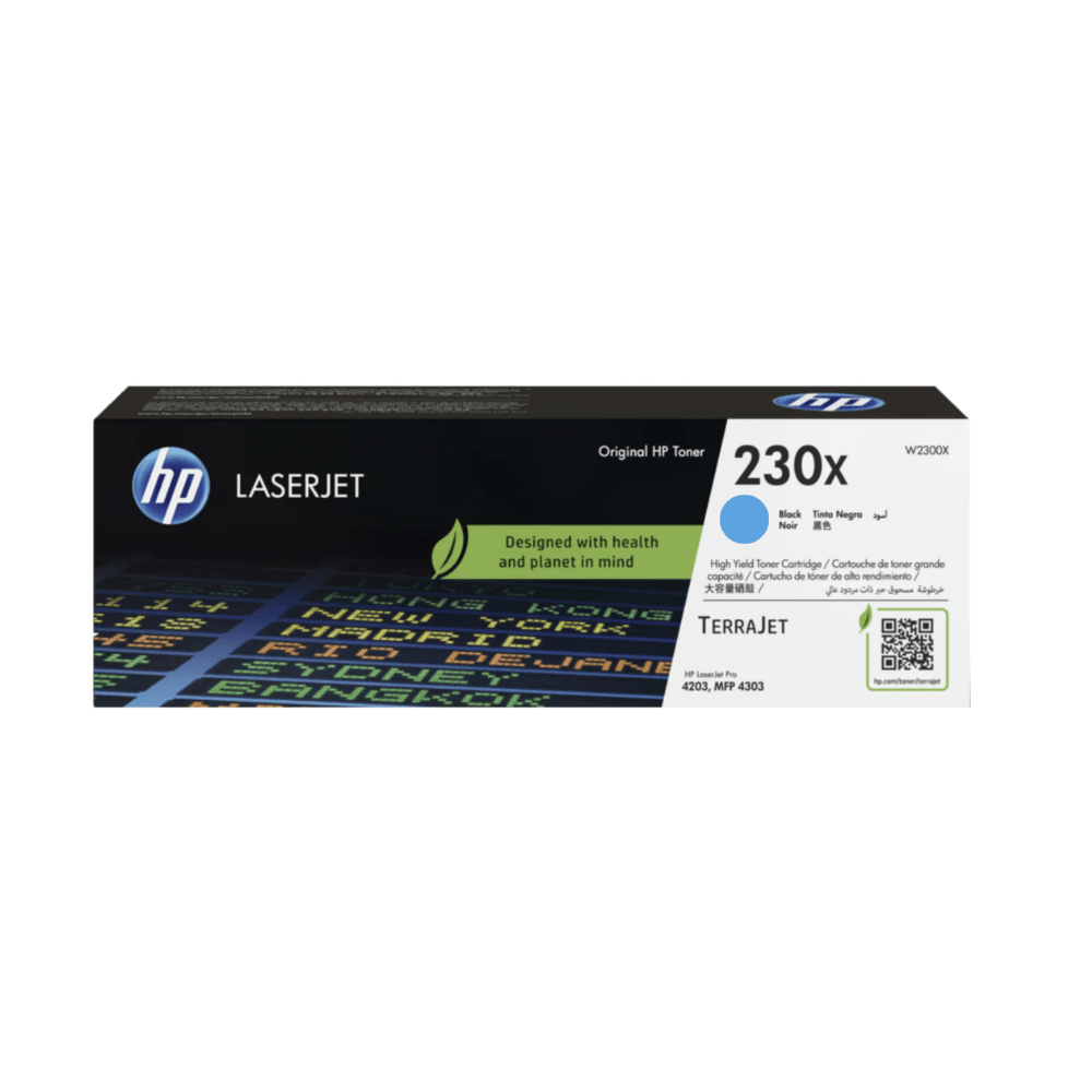 Tóner HP 230X, compatible con Pro 4203, Mfp 4303, rendimiento 5,500 páginas, cyan W2301X