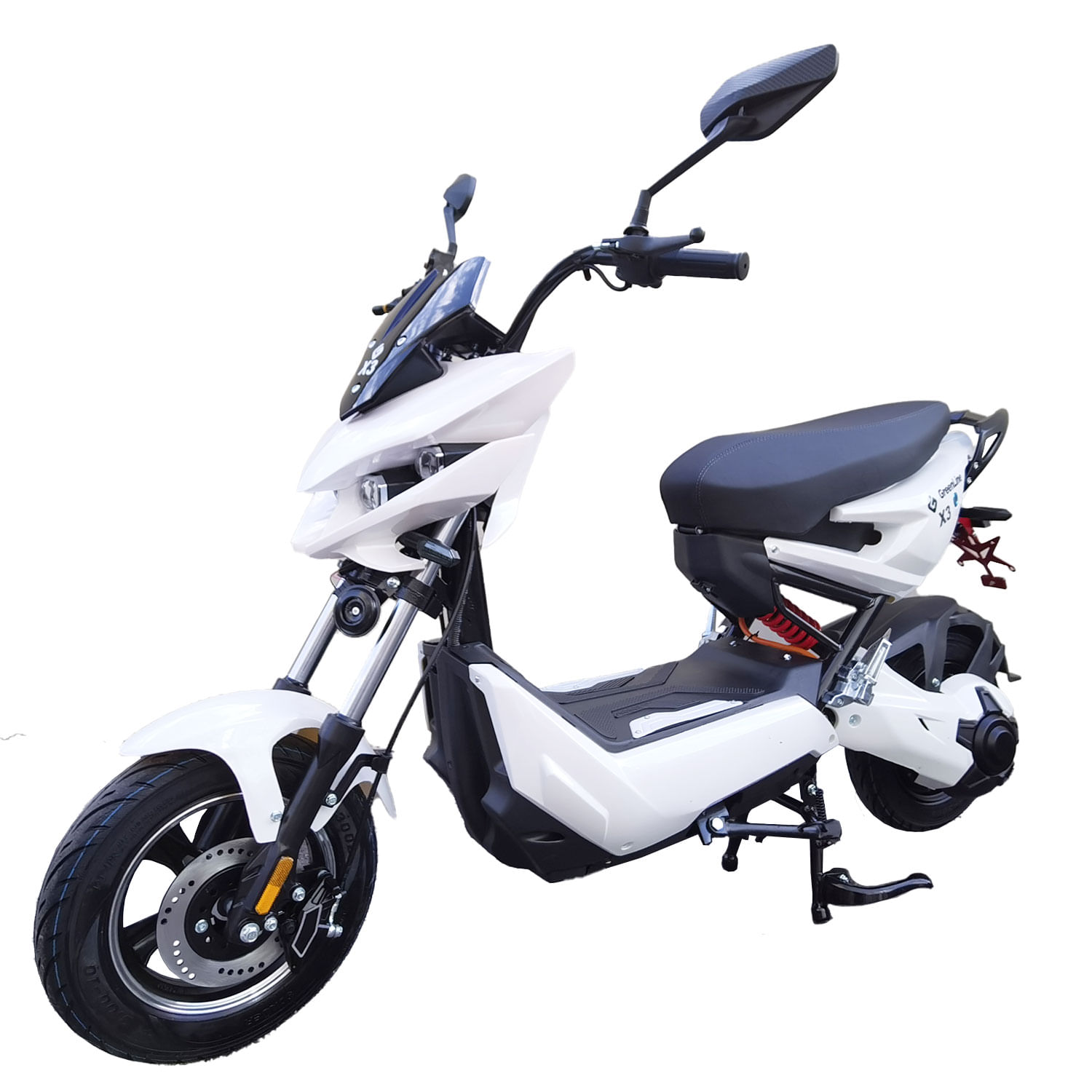 Moto eléctrica, GreenLine X3, 60 km/h, 65 km, 1500W, 72V, alarma, vehículo eléctrico, blanco