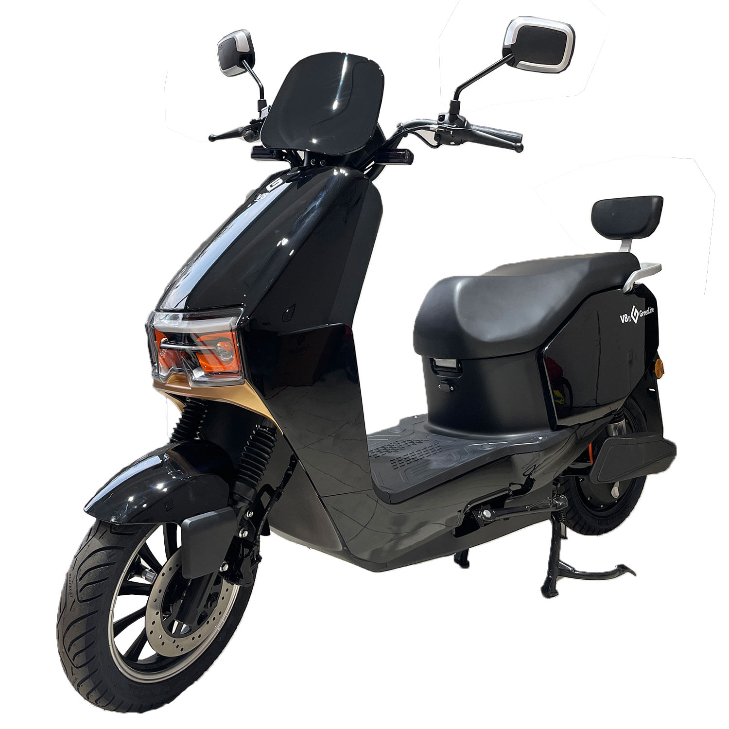 Moto eléctrica GreenLine V8, 45 km/h, 55 km, 1200W, 72V, frenos de disco, alarma, negro