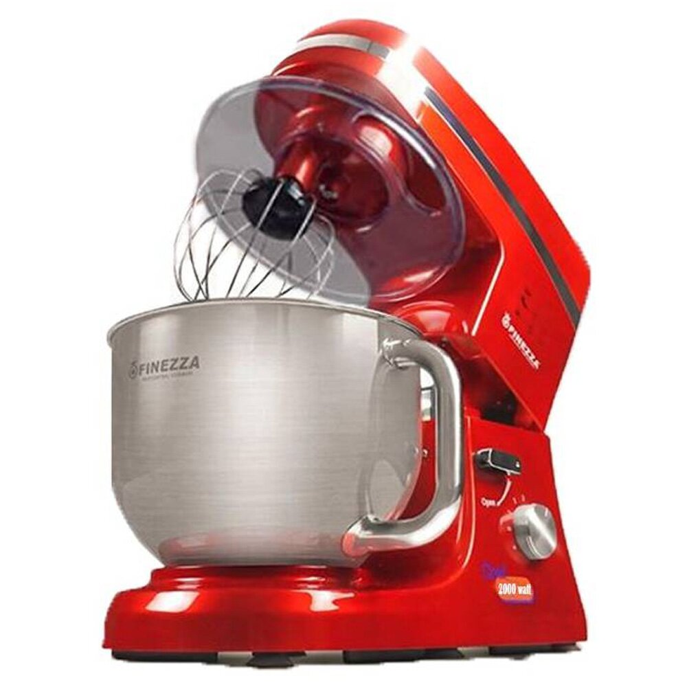 Batidora planetaria Finezza FZ-6818B 2000W, 6 velocidades, bowl de 5.5 litros, acero inoxidable, rojo