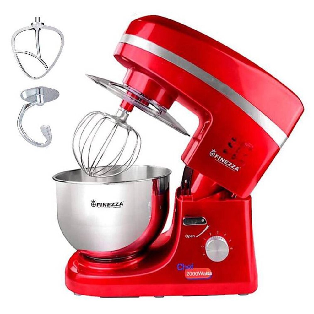 Imagen 2 del producto Batidora planetaria Finezza FZ-6818B 2000W, 6 velocidades, bowl de 5.5 litros, acero inoxidable, rojo
