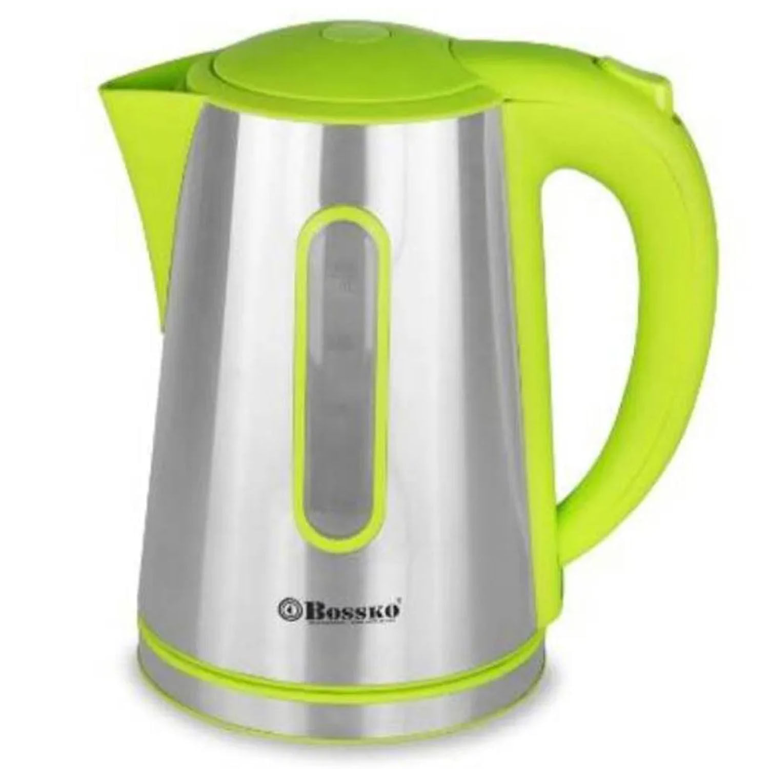 Hervidor eléctrico Bossko BK-208H 2200W, capacidad 2 litros, acero inoxidable, verde