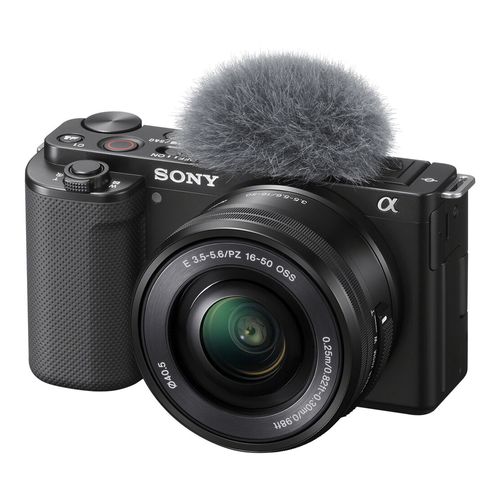 Cámara digital Mirrorless Sony ZV-E10L Alpha para Vlogs 24.2 MP, con lente 16-50mm, grabación en 4K, pantalla táctil LCD abatible, negro
