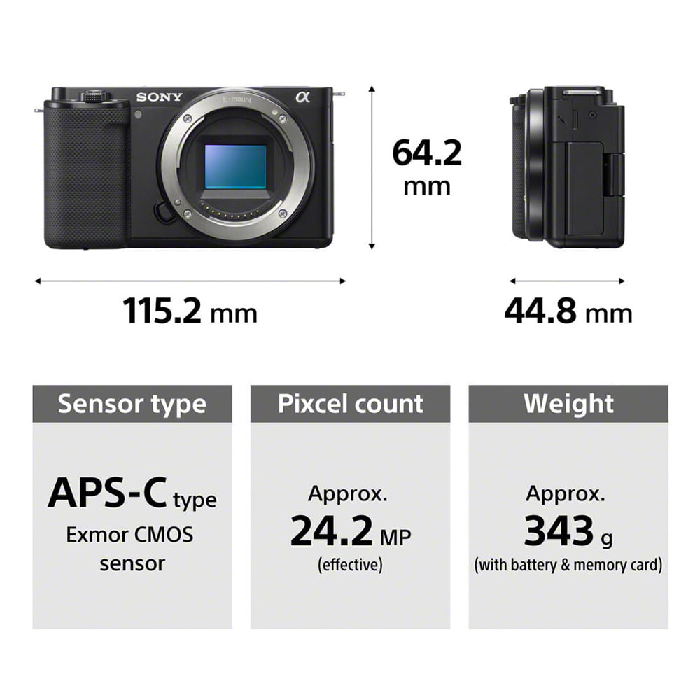 Imagen 2 del producto Cámara digital Mirrorless Sony ZV-E10L Alpha para Vlogs 24.2 MP, con lente 16-50mm, grabación en 4K, pantalla táctil LCD abatible, negro