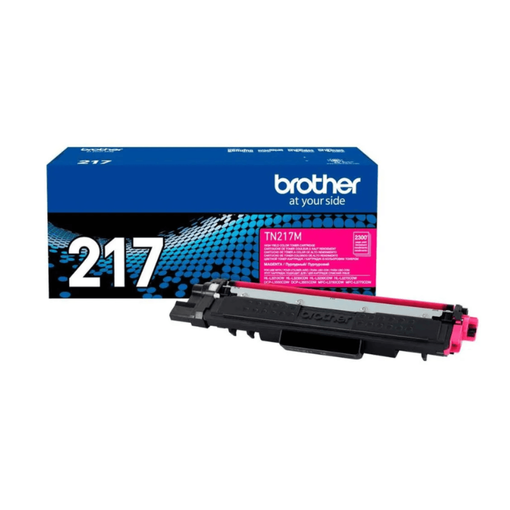 Tóner Brother TN-217M, compatible con HL-L3210CW, DCP-L3550CDW, rendimiento 2,300 páginas, magenta