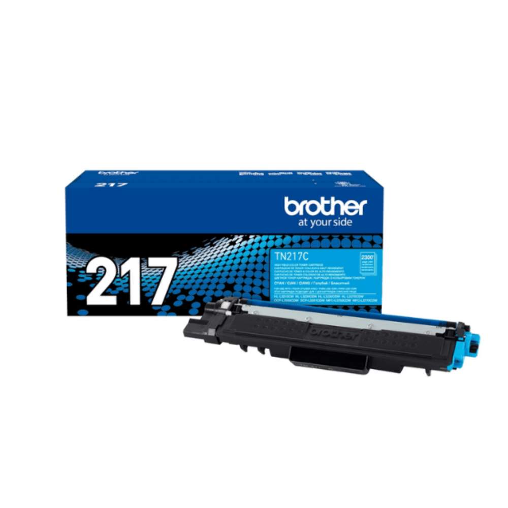 Tóner Brother TN-217C, compatible con HL-L3210CW, DCP-L3550CDW, rendimiento 2,300 páginas, cyan