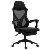 Silla Gamer Dreizt Mesh XL, reclinable, posapies, pistón clase 3, negro