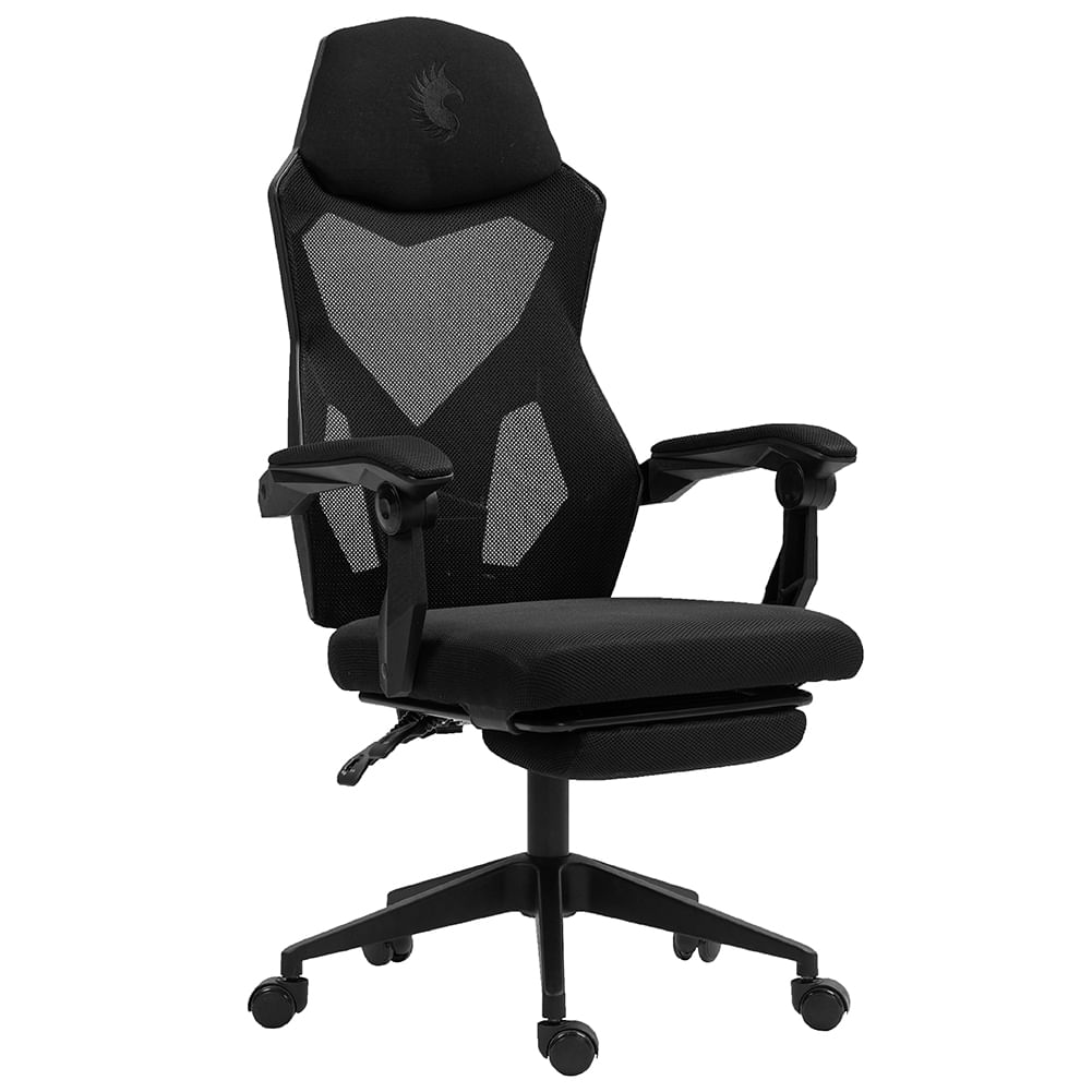 Silla Gamer Dreizt Mesh XL, reclinable, posapies, pistón clase 3, negro