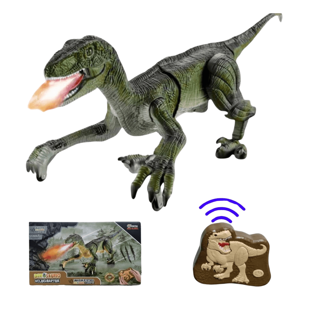 Imagen 2 del producto Dinosaurio velociraptor con control remoto 2.4G, diseño realista, movimientos salvajes