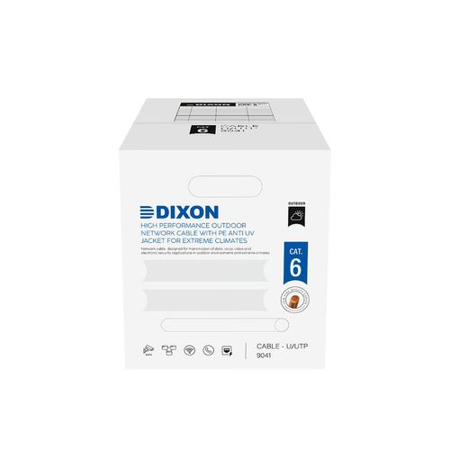 Cable UTP Cat.6 Dixon 9041, exteriores, cobre 23 AWG con chaqueta PE Negra Anti-UV