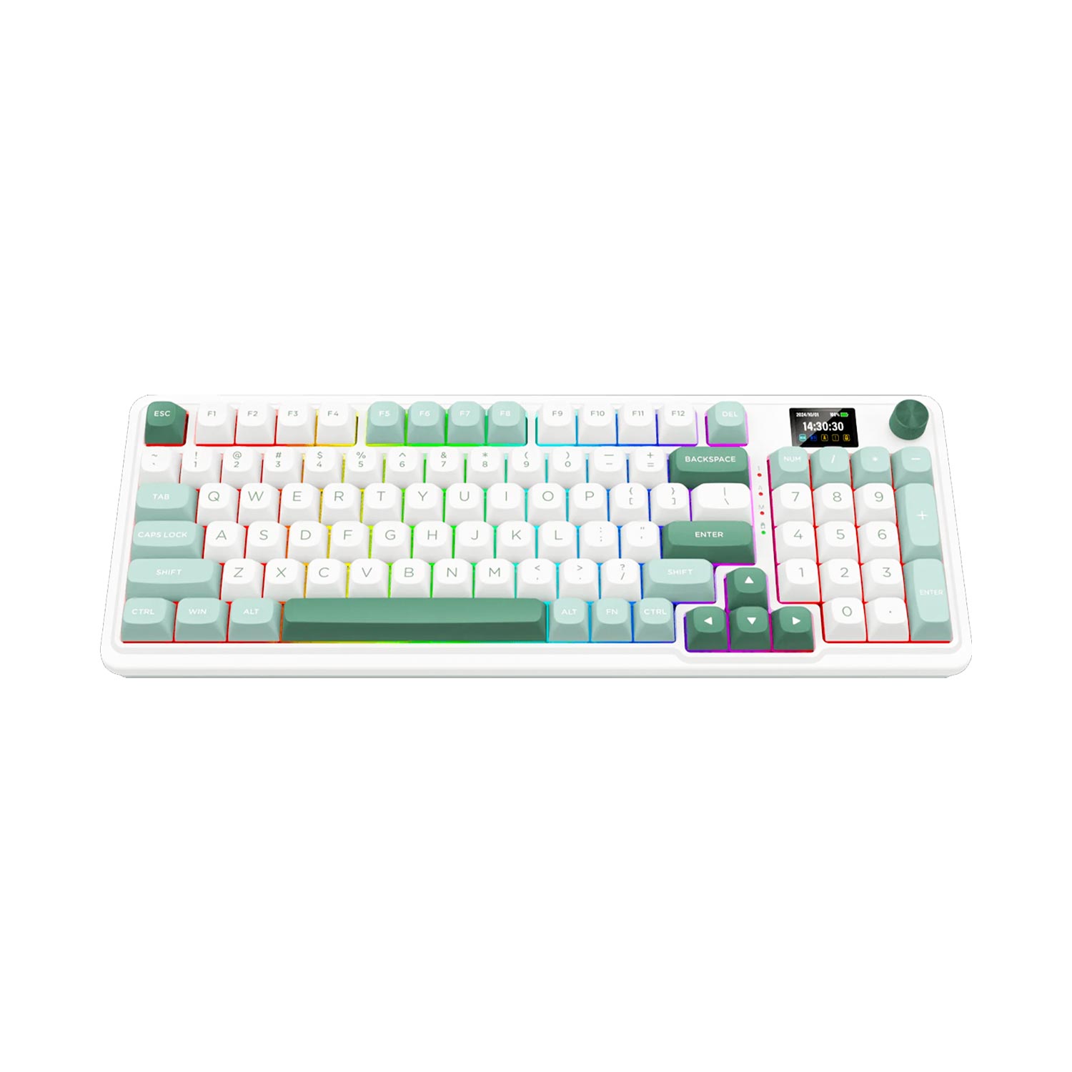 Imagen 2 del producto Teclado gamer inalámbrico Redragon Galatin Pro K719WG, bluetooth y receptor USB, mecánico, idioma inglés, RGB, blanco