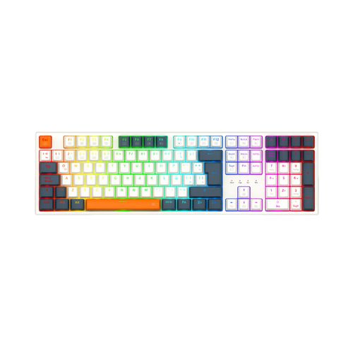 Teclado gamer Redragon Trundle K668WBO mecánico, Full Size, Hot-Swappable, Switches rojos, RGB