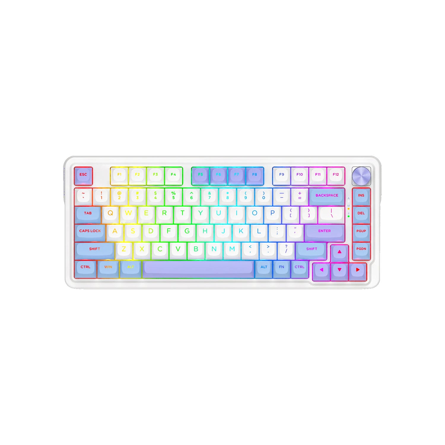 Teclado gamer inalámbrico Redragon Ucalmax K673WBP, bluetooth, triple conexión, mecánico, idioma inglés, RGB, switch Mambo Mint, Hot-Swappable, blanco