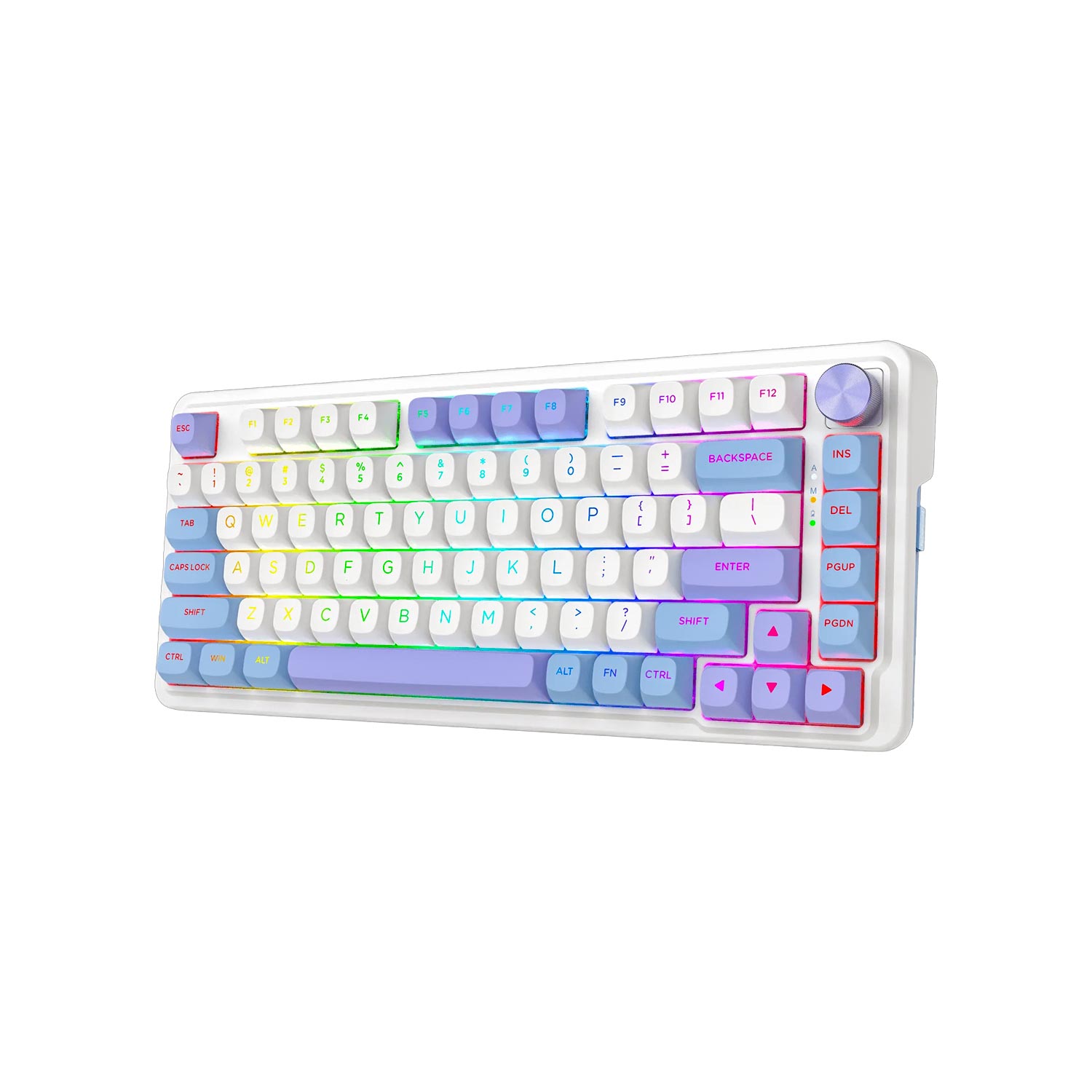 Imagen 2 del producto Teclado gamer inalámbrico Redragon Ucalmax K673WBP, bluetooth, triple conexión, mecánico, idioma inglés, RGB, switch Mambo Mint, Hot-Swappable, blanco