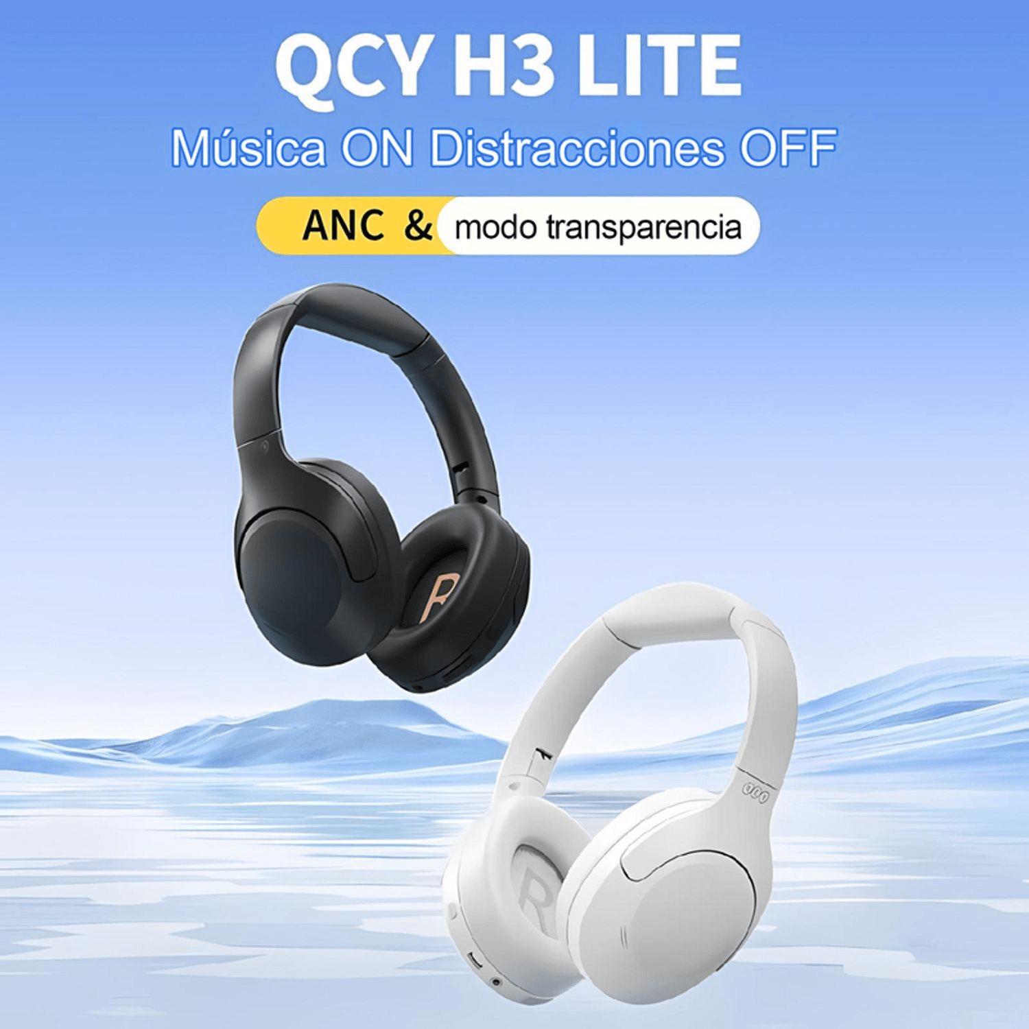 Imagen 2 del producto Audífonos con cancelación de ruido QCY H3 Lite micrófono incorporado, máx. 60 horas reproducción, control música y llamadas, negro