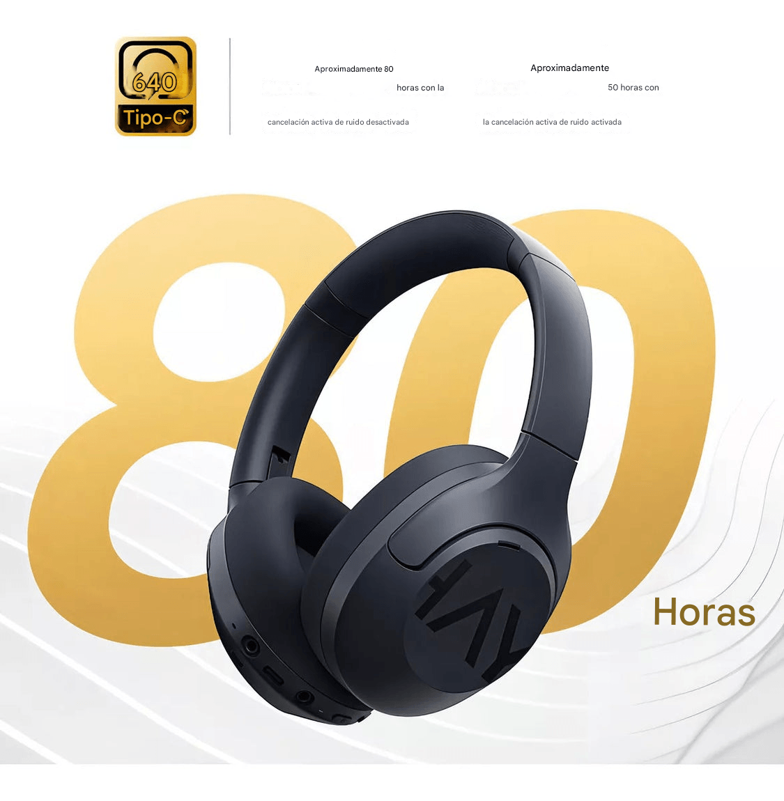 Imagen 2 del producto Audífonos con cancelación de ruido Haylou S30 Pro micrófono incorporado, máx. 80 horas de reproducción, azul