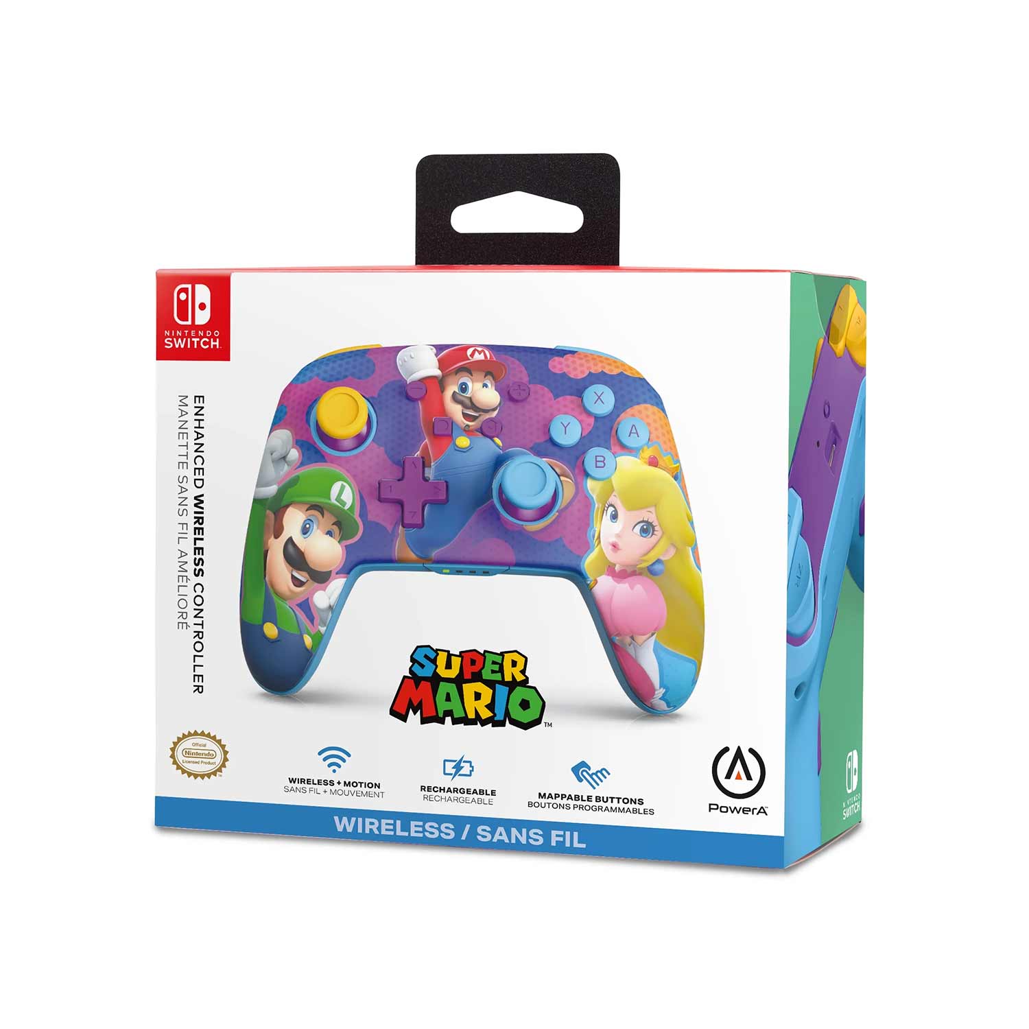 Imagen 2 del producto Mando inalámbrico PowerA Pro Super Mario para Nintendo Switch, recargable, bluetooth, turquesa