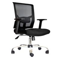 Silla de oficina Mobelart Ejecutiva Delphi I, base cromada, brazos regulables, negro