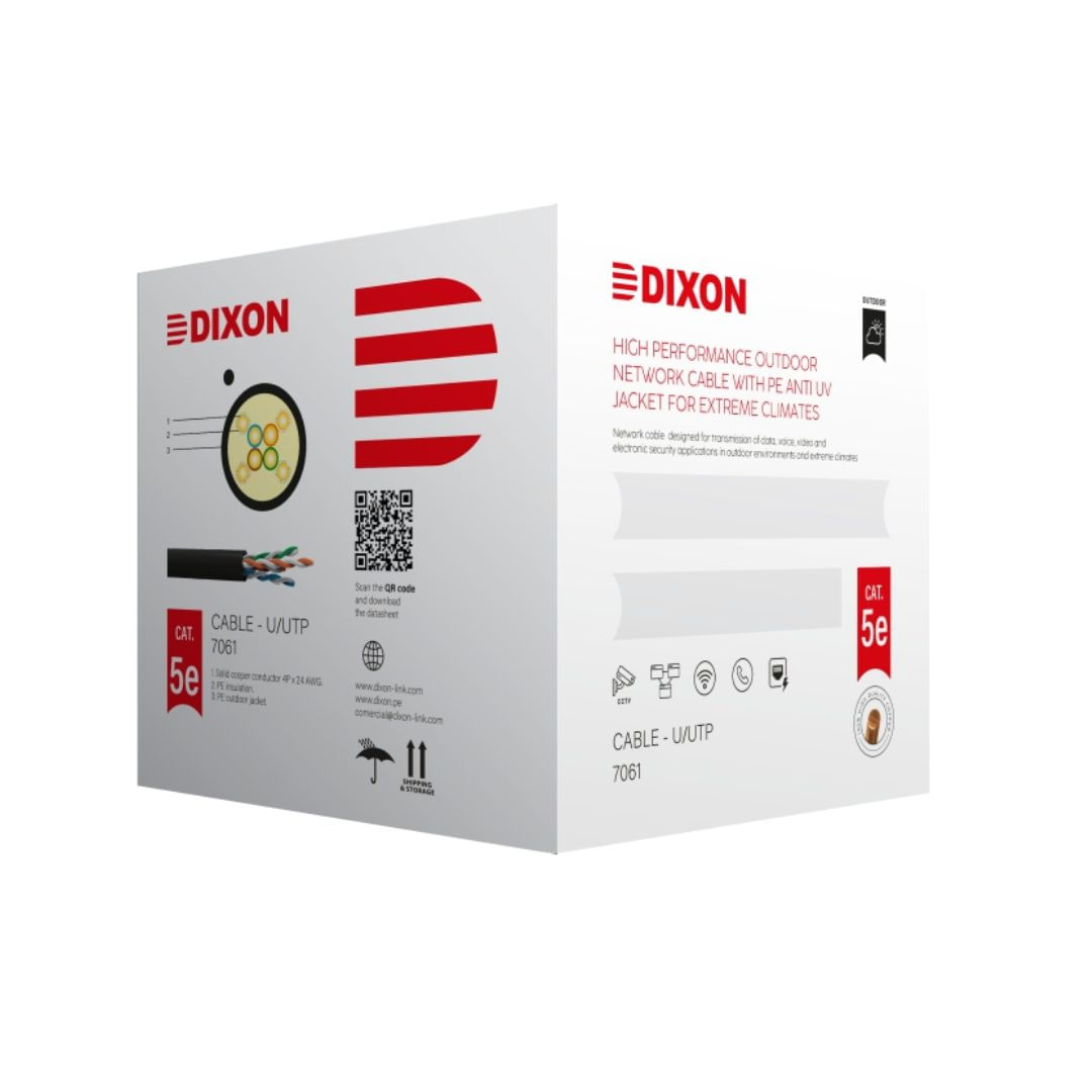 Cable UTP Cat. 5e 7061 Dixon, exteriores, 24 AWG, negro