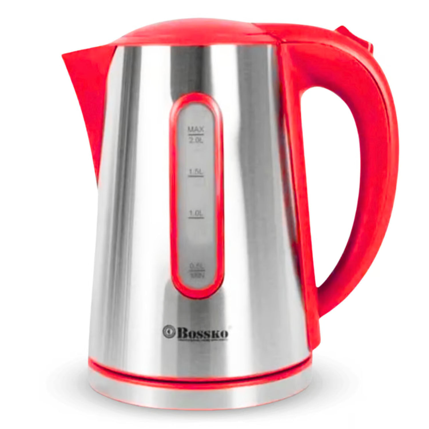 Hervidor eléctrico Bossko BK-208B 2200W, 2 litros, acero, rojo